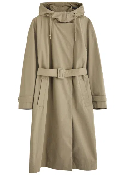 Max Mara Leisure Moriana Hooded Poplin Coat In Sand