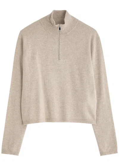 Max Mara Leisure Tom Half-zip Wool-blend Jumper In Beige