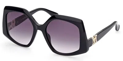 Max Mara Mm0012 01b Women's Sunglasses Black Size 56
