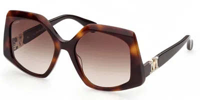 Max Mara Mm0012 52f Women's Sunglasses Tortoiseshell Size 56 In Brown