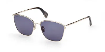 Max Mara Mm0043 63v Women's Sunglasses Gold Size 55 In Blue