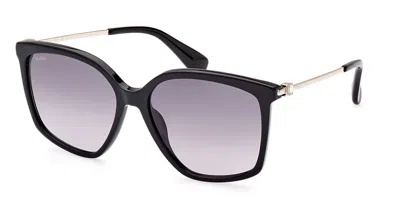 Max Mara Mm0055 01b Women's Sunglasses Black Size 56 In Burgundy
