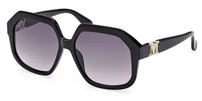 Max Mara Mm0056 Emme12 01b Women's Sunglasses Black Size 57