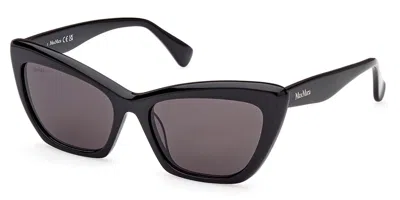 Max Mara Mm0063 Logo14 01a Women's Sunglasses Black Size 57