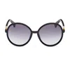 Max Mara Women's Round-frame Shiny Black And Smoke Gradient Injected Sunglasses In 01b Black