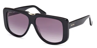 Max Mara Mm0075 01b Women's Sunglasses Black Size 57 In Green
