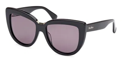 Max Mara Mm0076 01a Women's Sunglasses Black Size 55 In Orange