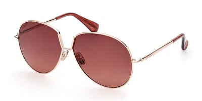 Max Mara Mm0081 28f Women's Sunglasses Gold Size 60 In Burgundy