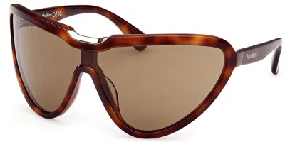 Max Mara Mm0084 Emil 52e Women's Sunglasses Tortoiseshell Size 139 In Brown