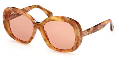 Max Mara Mm0087 Edna 56e Women's Sunglasses Tortoiseshell Size 55 In Brown