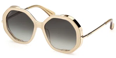 Max Mara Mm0094 Liz 25p Women's Sunglasses White Size 55 In Gray