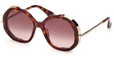 Max Mara Mm0094 Liz 52f Women's Sunglasses Tortoiseshell Size 55 In Tortoise,gold