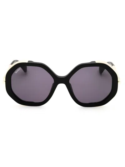 Max Mara Mm0094 Sunglasses In Shiny Black  / Smoke
