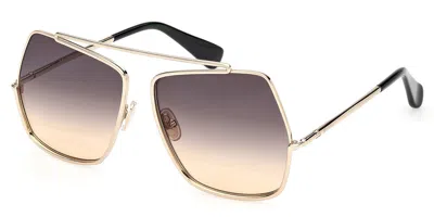 Max Mara Mm0102 Elsapetite 32b Women's Sunglasses Gold Size 58
