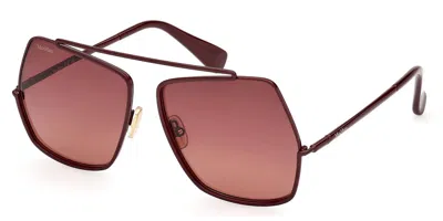 Max Mara Mm0102 Elsapetite 69f Women's Sunglasses Burgundy Size 58 In Green