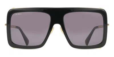 Max Mara Mm0119 01a Women's Sunglasses Black Size 57 In White