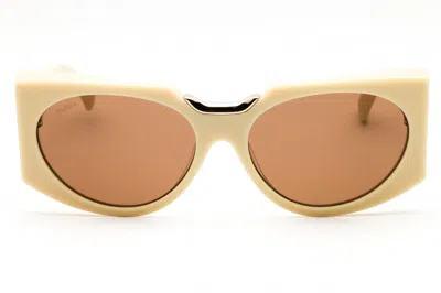Max Mara Mm0123 Sunglasses In 25e - Ivory / Brown