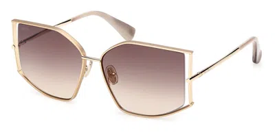Max Mara Mm0142 32f Occhiali Da Sole Oro Per Donna In Multi