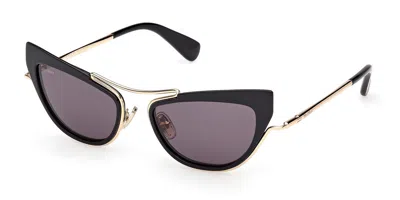 Max Mara Mm0172 01a Occhiali Da Sole Neri Per Donna In Purple
