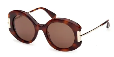 Max Mara Mm0188 52e Women's Sunglasses Tortoiseshell Size 52 In Brown