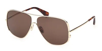 Max Mara Mm0190 32e Women's Sunglasses  Size 60 In Gold