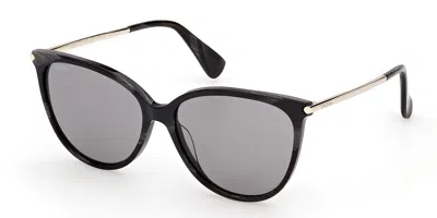 Max Mara Mm0201 63a Women's Sunglasses Black Size 57 In Blue