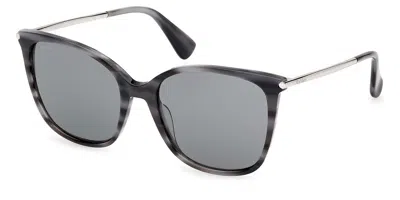 Max Mara Mm0202 64a Women's Sunglasses Blue Size 55 In Black