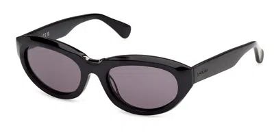 Max Mara Mm0203 01a Women's Sunglasses Black Size 53