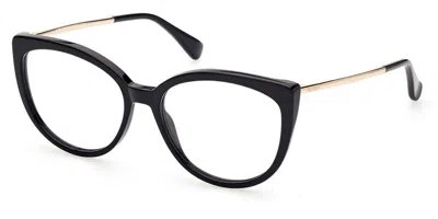 Max Mara Mm5028 001 Occhiali Da Vista Neri Per Donna (solo Montatura) In Black