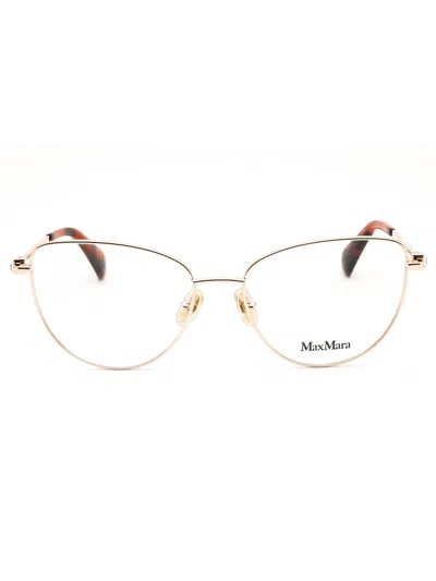 Max Mara Mm5047 Eyeglasses In 032 - Pale Gold/clear Demo Lens