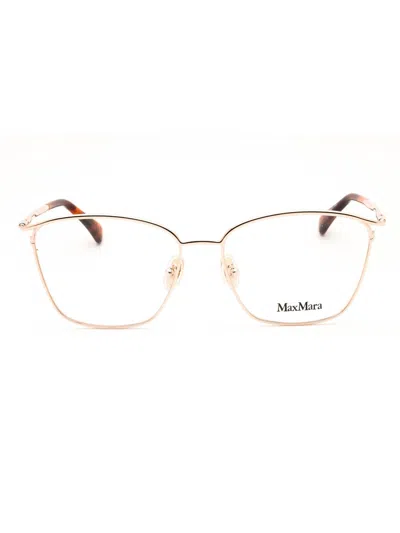 Max Mara Mm5056 Eyeglasses In 028 - Shiny Rose Gold/clear Demo Lens