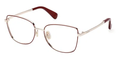 Max Mara Mm5074 Women's Glasses, Gold, Size 56 In Burgundy