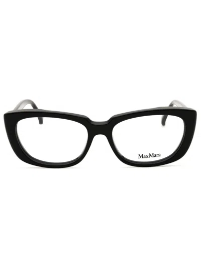 Max Mara Mm5114 Eyeglasses In Shiny Black / Clear Demo Lens