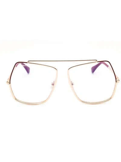 Max Mara Mm5118-b Eyeglasses In Shiny Rose Gold / Clear Demo Lens