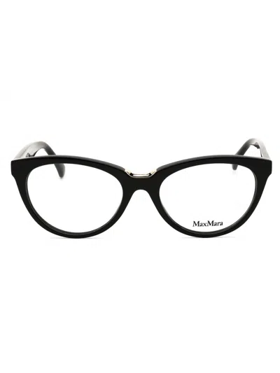 Max Mara Mm5132 Eyeglasses In Shiny Black / Clear Demo Lens