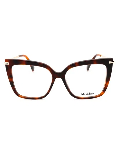 Max Mara Mm5144 Eyeglasses In 052 - Dark Havana/clear Demo Lens