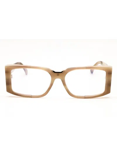 Max Mara Mm5157-b Eyeglasses In Beige Horn/clear/blue-light Block Lens
