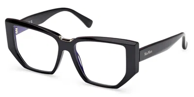 Max Mara Mm5179-b 001 Blu-light Block Occhiali Da Vista Neri Per Donna (solo Montatura) In Black