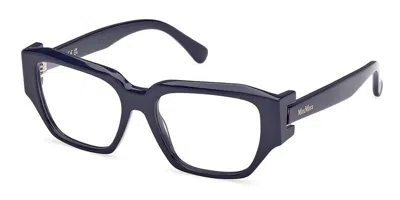 Max Mara Mm5182 090 Women's Glasses Blue Size 52 - Free Lenses - Blue Light Block Available In Shiny Blue