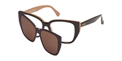 Max Mara Mm5212 With Clip On 050 Occhiali Da Vista Marroni Per Donna (solo Montatura) In Brown