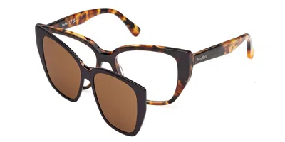 Max Mara Mm5212 With Clip On 052 Occhiali Da Vista Tartarugatishell Per Donna (solo Montatura) In Brown