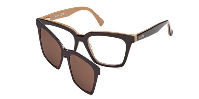 Max Mara Mm5213 With Clip On 050 Occhiali Da Vista Marroni Per Donna (solo Montatura)