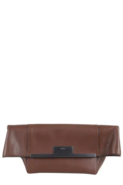 Max Mara Mm Clasp Clutch In Brown