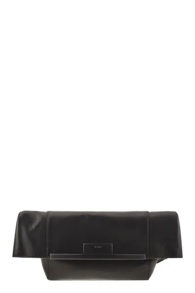 Max Mara Large Clutch In Natural Leather  In Black