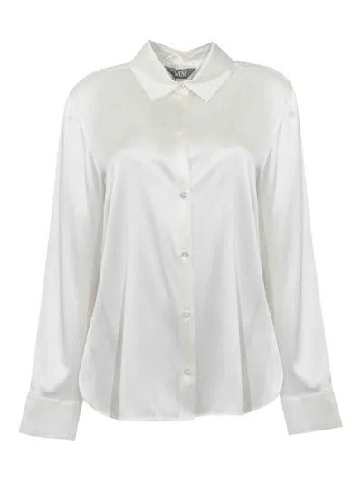 Max Mara Mmlquarto Shirt In White Stretch Silk