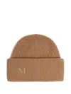 Max Mara Mmretina Initial Ribbed Beanie In Brown