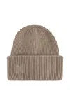 Max Mara Mmretina Ribbed Embroidered Beanie Hat In Brown