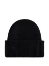 Max Mara Mmretina Ribbed-initial Beanie Hat In Black