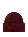 Max Mara Mmretina Ribbed-initial Beanie Hat In Brown
