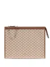 Max Mara Hand Chain Strap Contrast Trim Clutch Bag In Neutrals